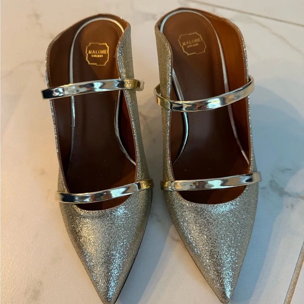 NIB Malone Souliers Glitter and Mirror Leather Shoes - Picture 2 of 10